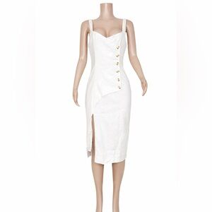 ✨ NWT Anthropologie Asymmetrical Button Linen Dress — Size L